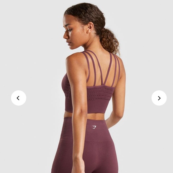 Gymshark Energy+ Seamless Crop Top in Berry Red - Size Medium - Picture 2 of 5